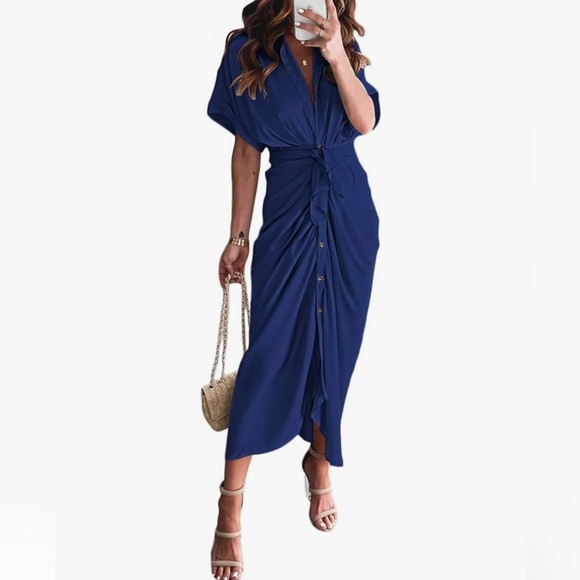 Dark blue midi dress size M - Picture 1 of 4